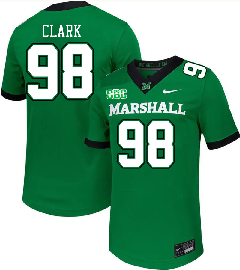 Men #98 Alec Clark Marshall Thundering Herd SBC Conference College Football Jerseys Stitched-Green